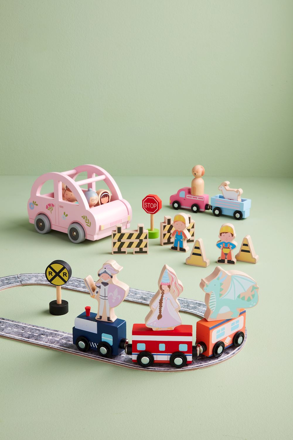 wooden toy set - trains