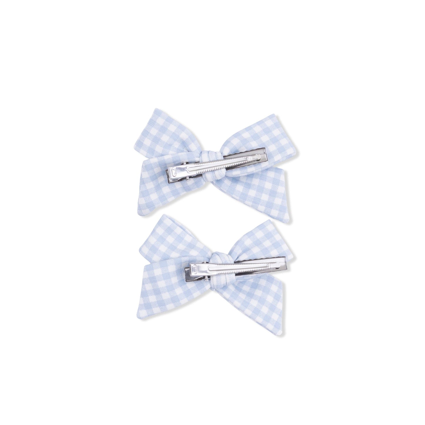 Bow Clips - Mini Gingham Blue