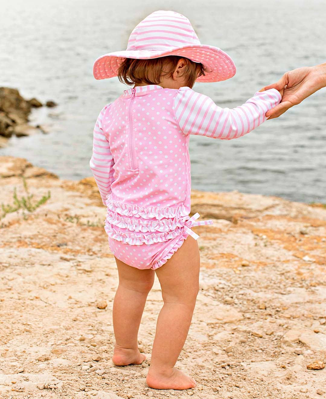 Rufflebutts Onepiece Swimsuit - Pink Polka Dot