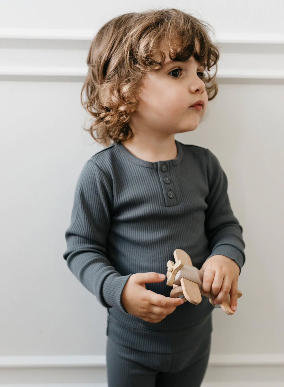 Long-Sleeve Henley - Smoke