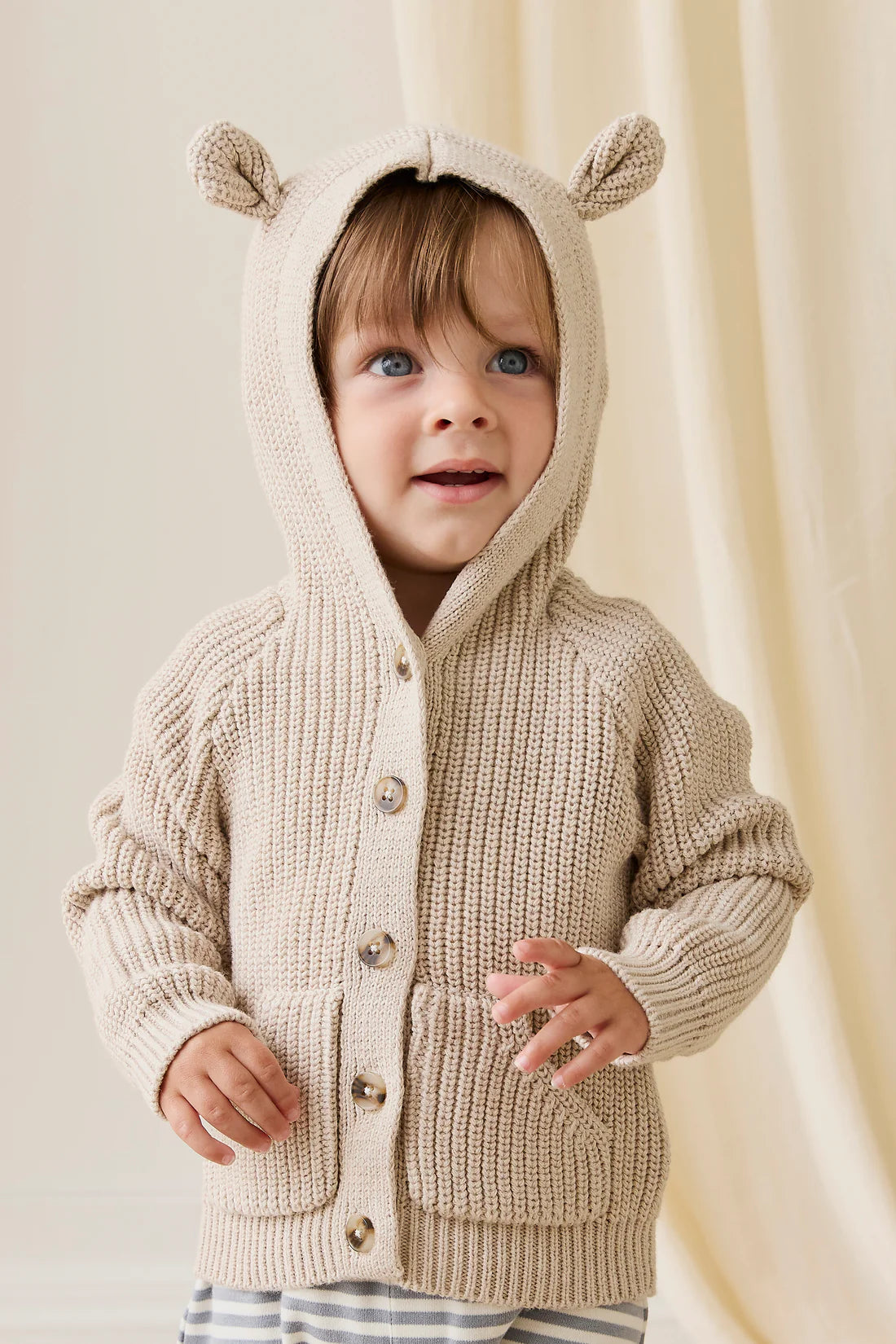 knit bear sweater - oat