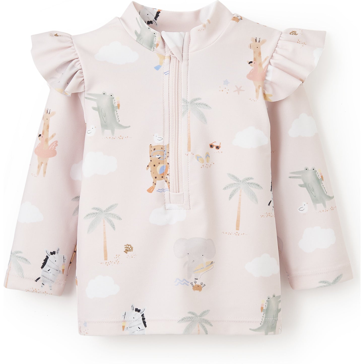 pink seaside safari rash guard