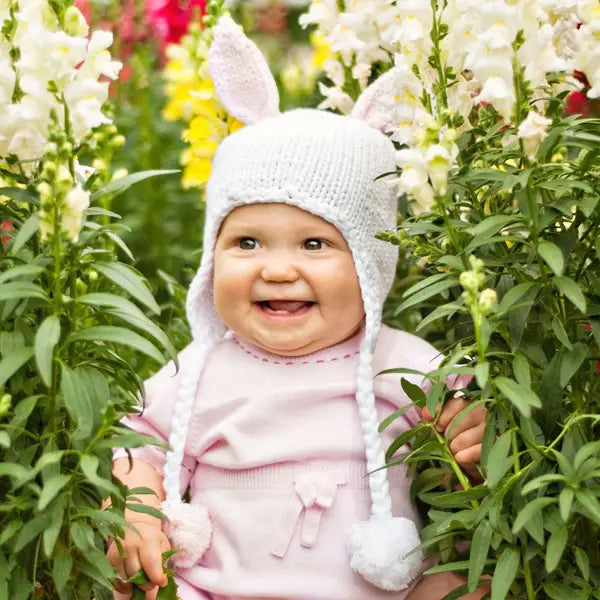 knit beanie - hugbunny pink