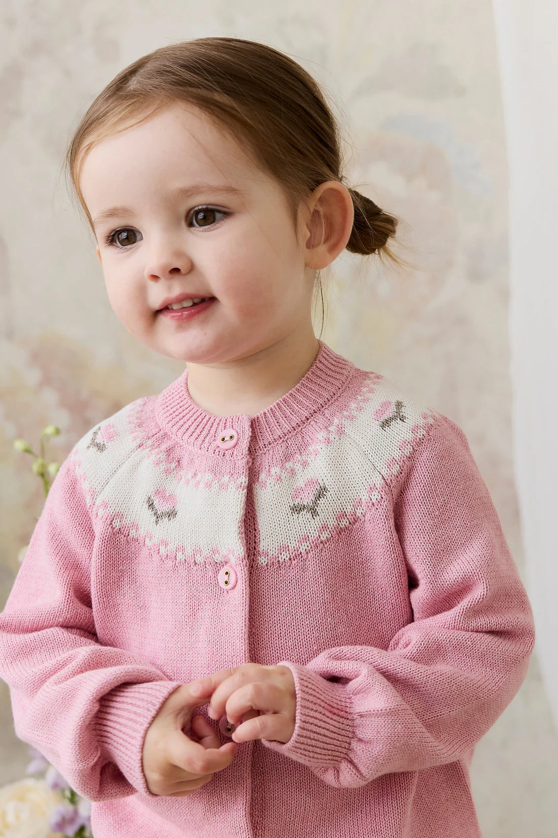 annette cardigan - pink flutter marle