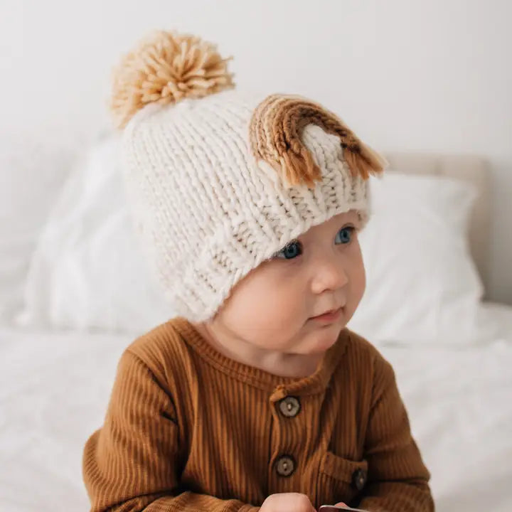 knit beanie - gold rainbow