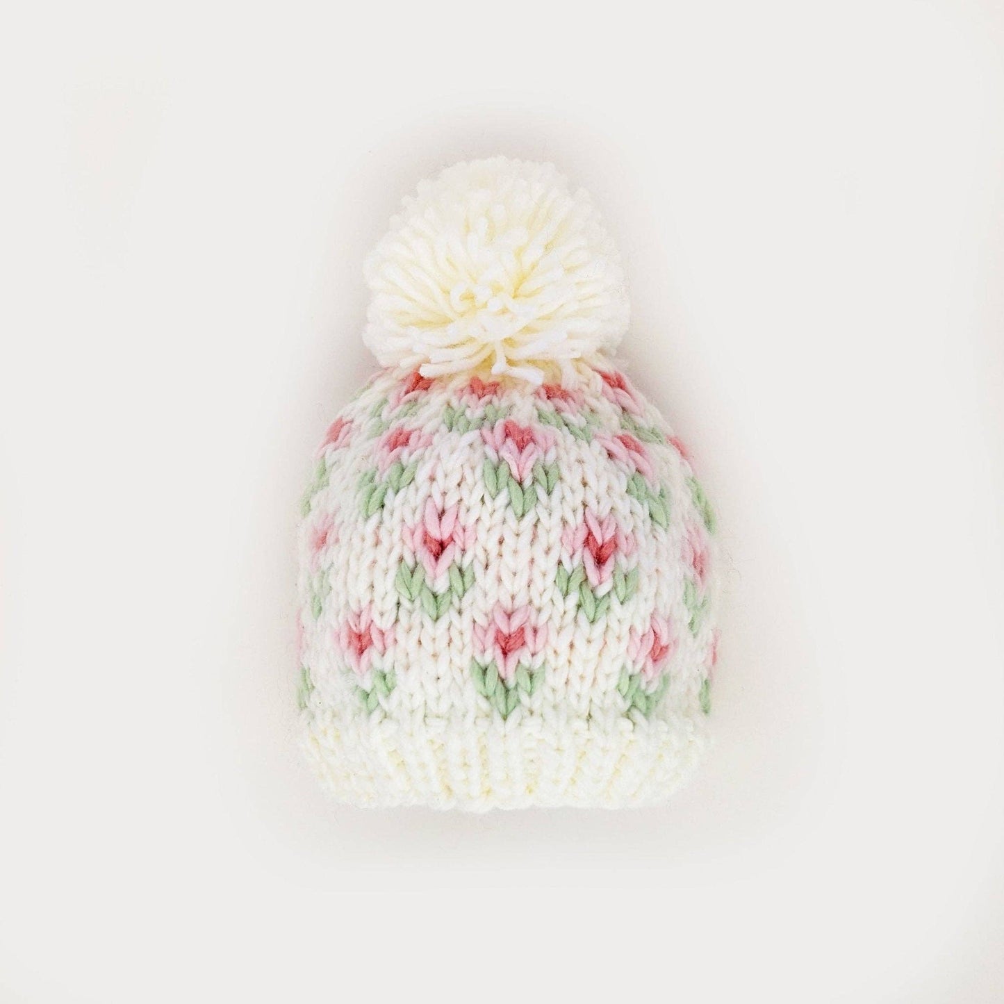 knit beanie - bitty blooms blush
