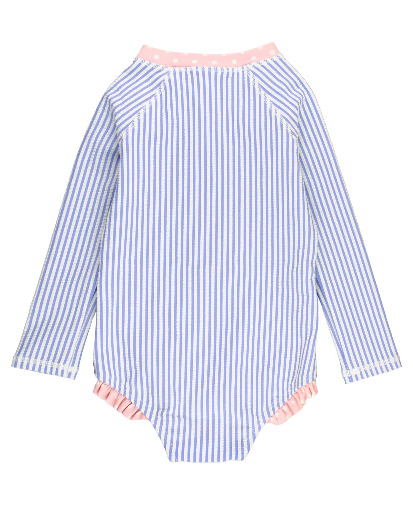 Long-Sleeve Onepiece Swimsuit - Periwinkle Seersucker