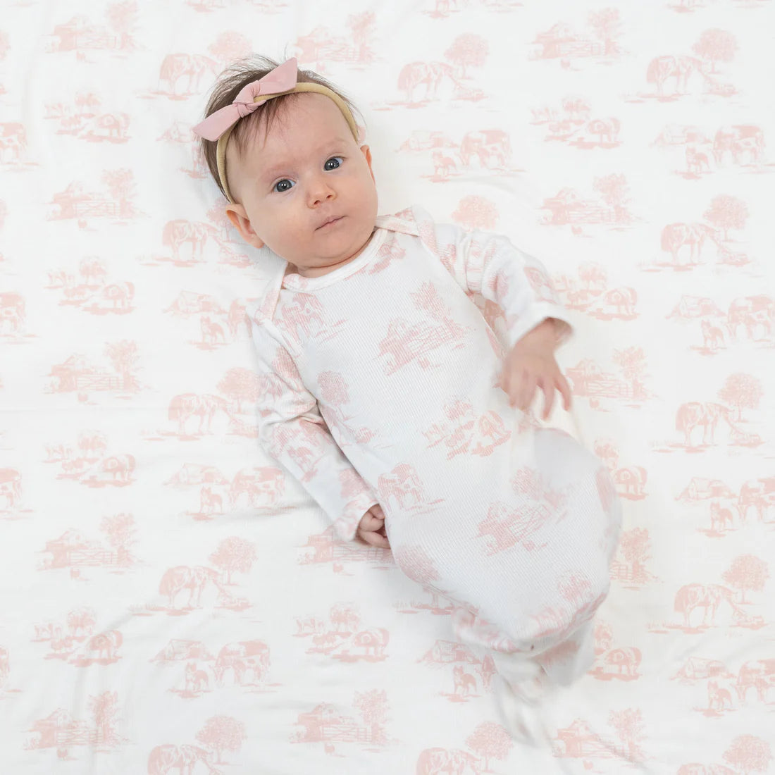 pink farm toile - knotted gown