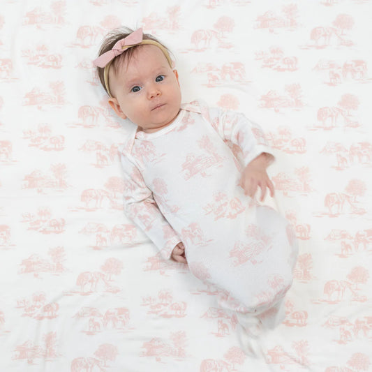 Knotted Gown - Pink Farm Toile