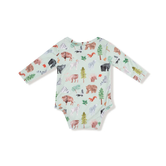 Long-Sleeve Bodysuit - American Woodland Animals