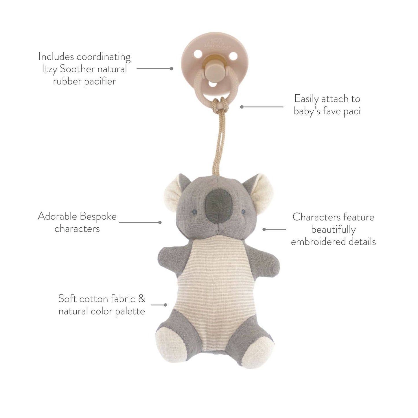 Bitzy Pal - Natural Rubber Pacifier & Plush