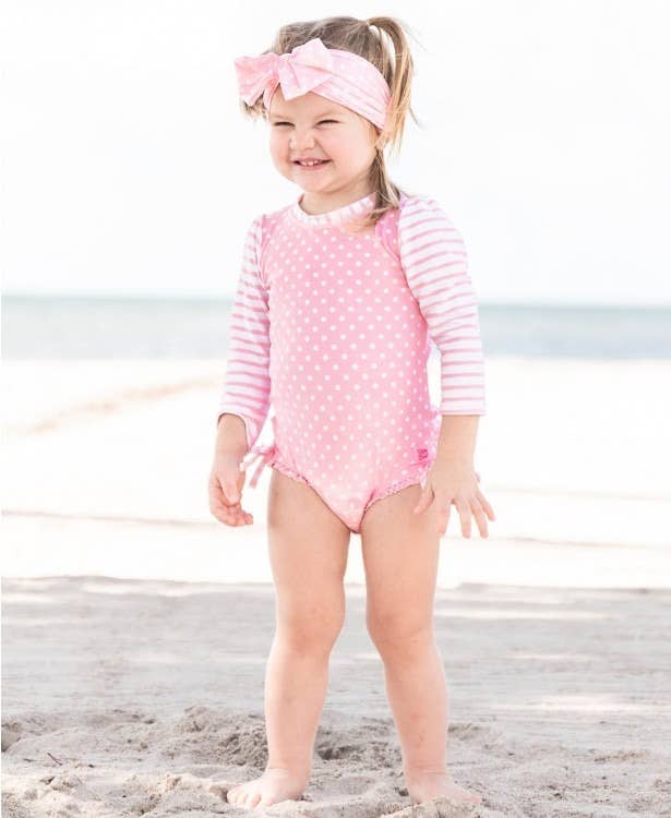 Rufflebutts Onepiece Swimsuit - Pink Polka Dot