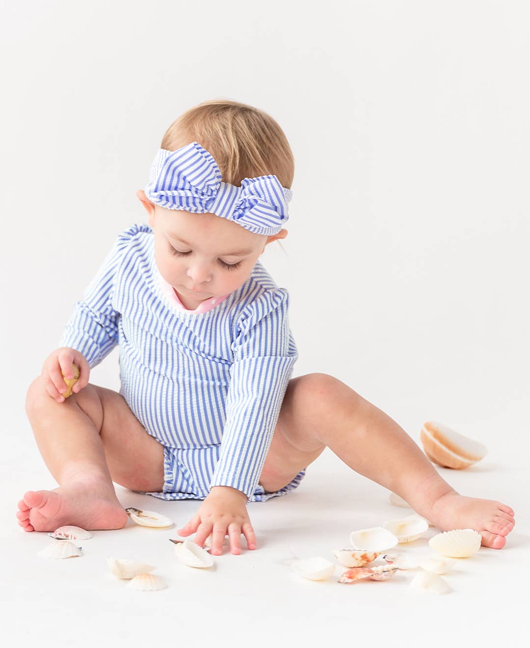 rufflebutts onepiece swimsuit - periwinkle seersucker