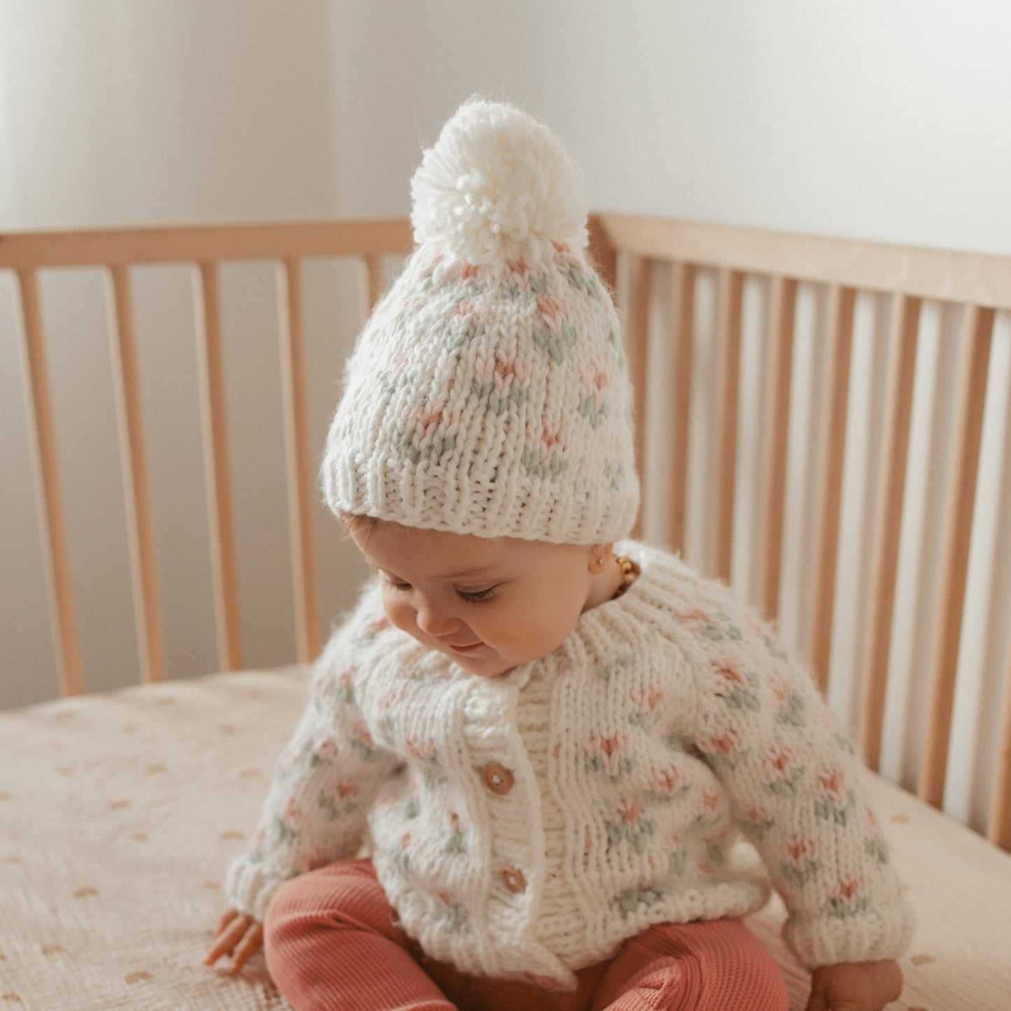 knit cardigan - bitty blooms blush