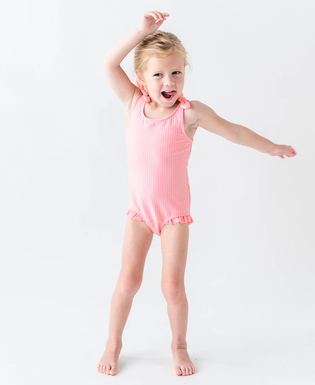 tie shoulder one piece swimsuit - pink