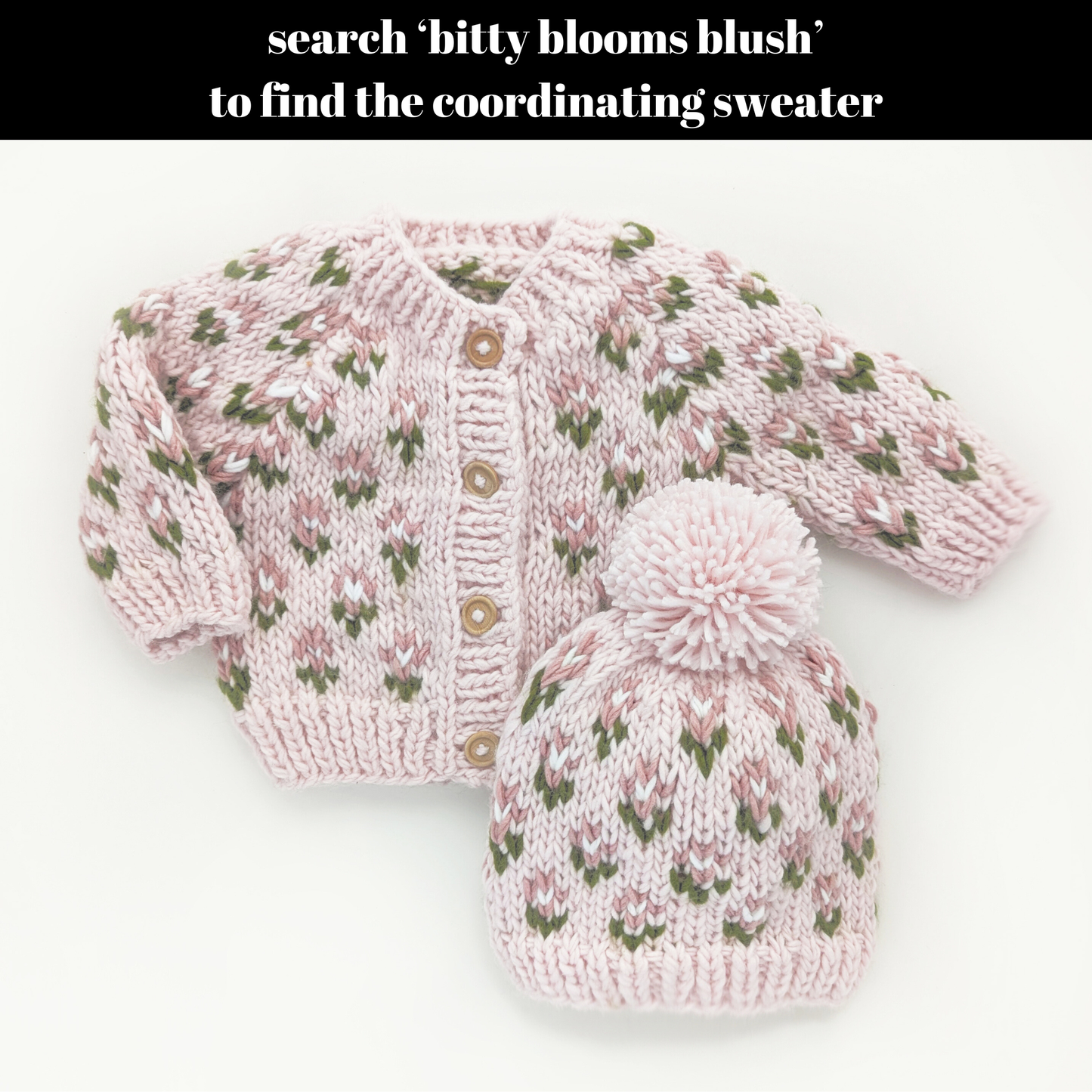 Knit Beanie - Bitty Blooms Blush