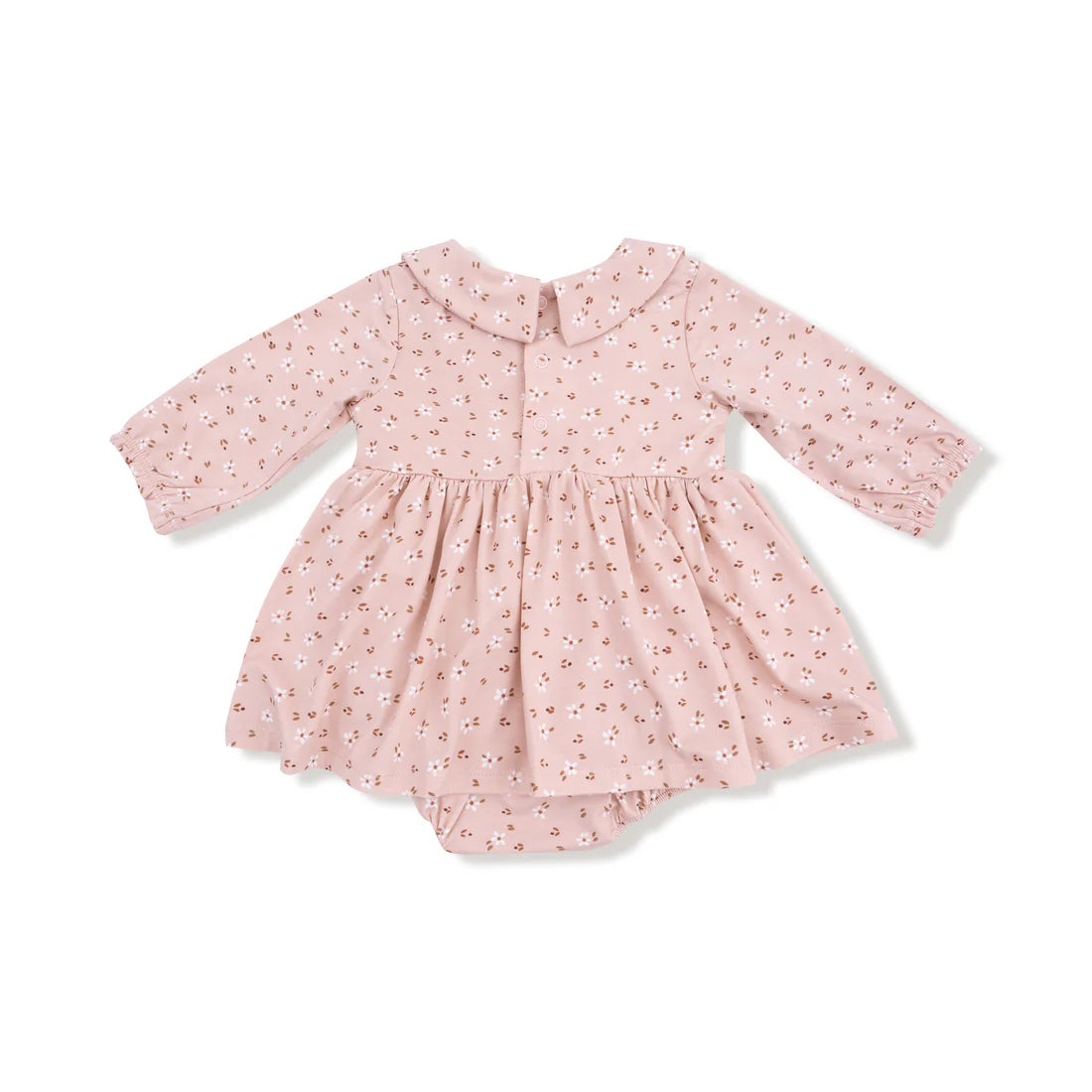 pink long sleeve dress with peter pan collar Peter Pan Collar Long Sleeve Dress Pink Ruffles Trim Dolly Dress Loose One  Piece