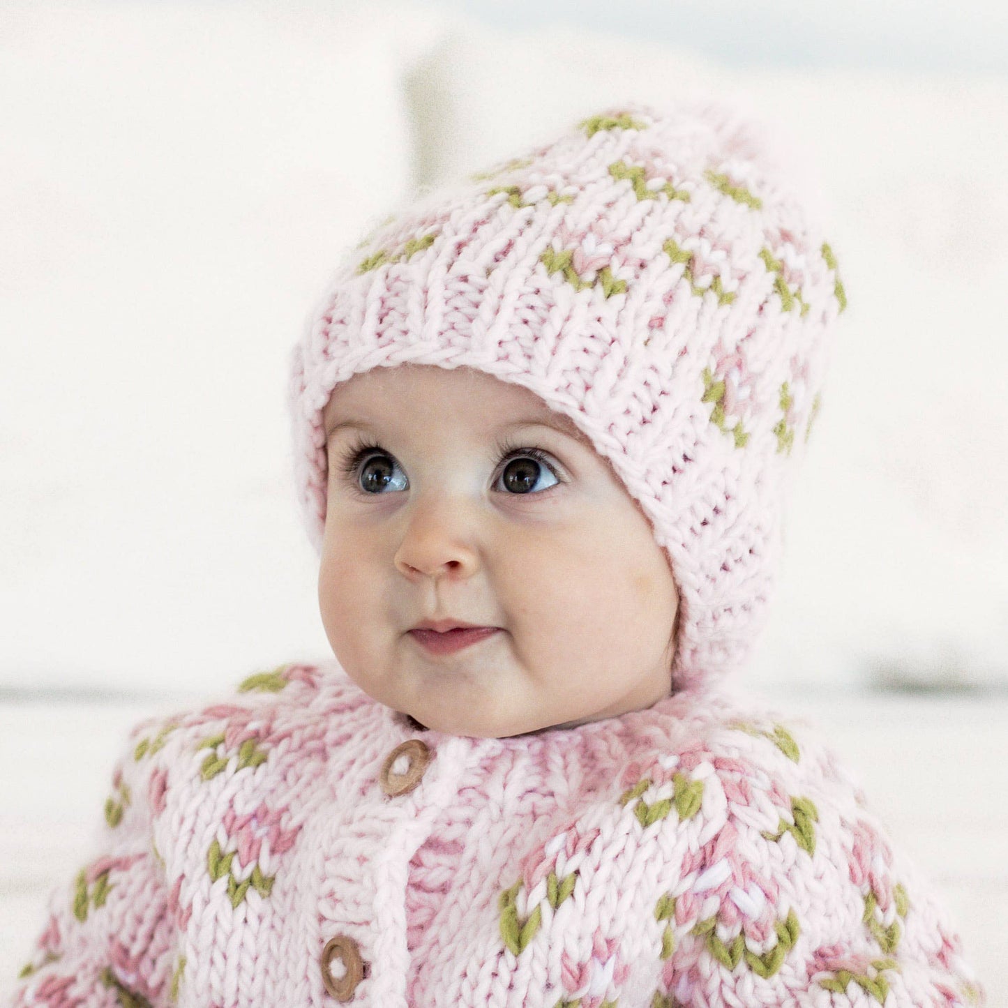 Knit Beanie - Bitty Blooms Blush