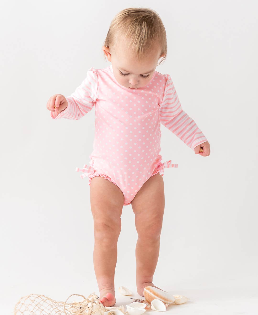 Rufflebutts Onepiece Swimsuit - Pink Polka Dot