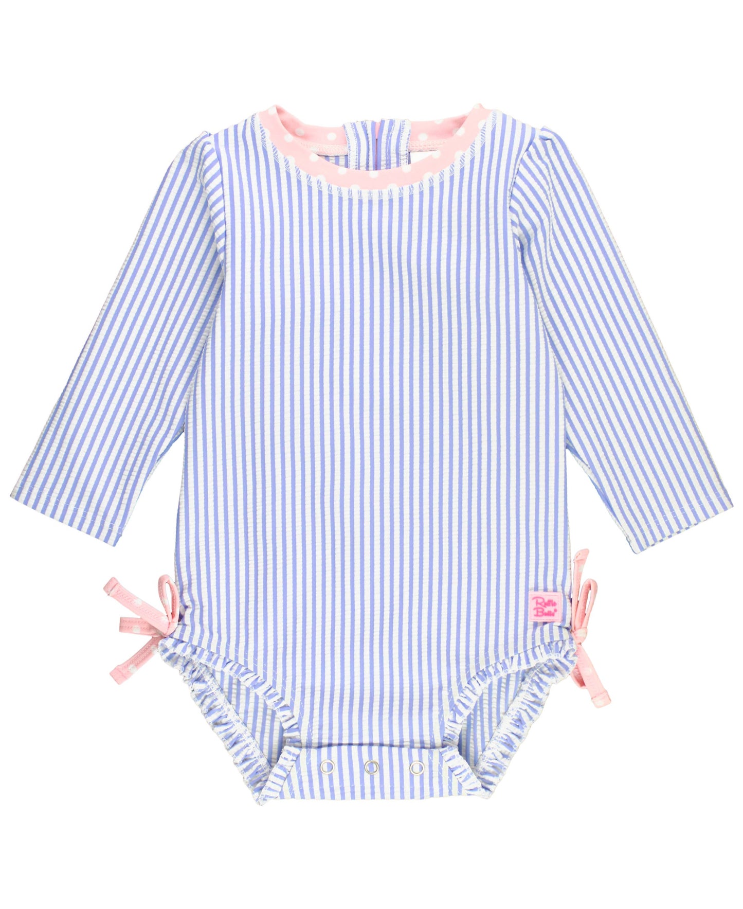 rufflebutts onepiece swimsuit - periwinkle seersucker