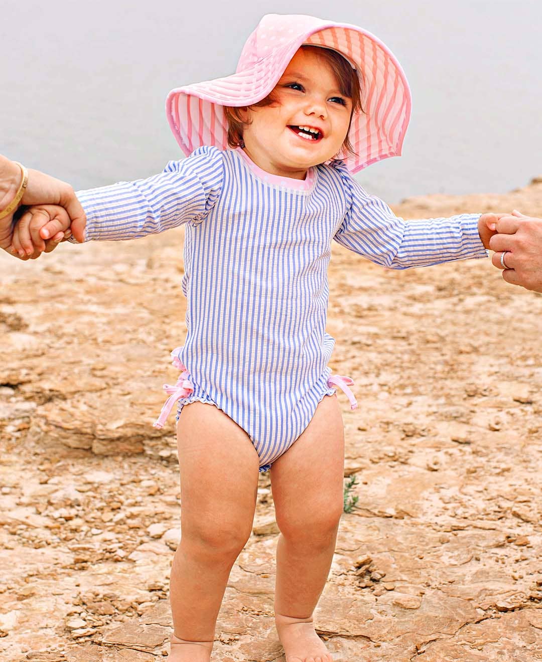 rufflebutts onepiece swimsuit - periwinkle seersucker