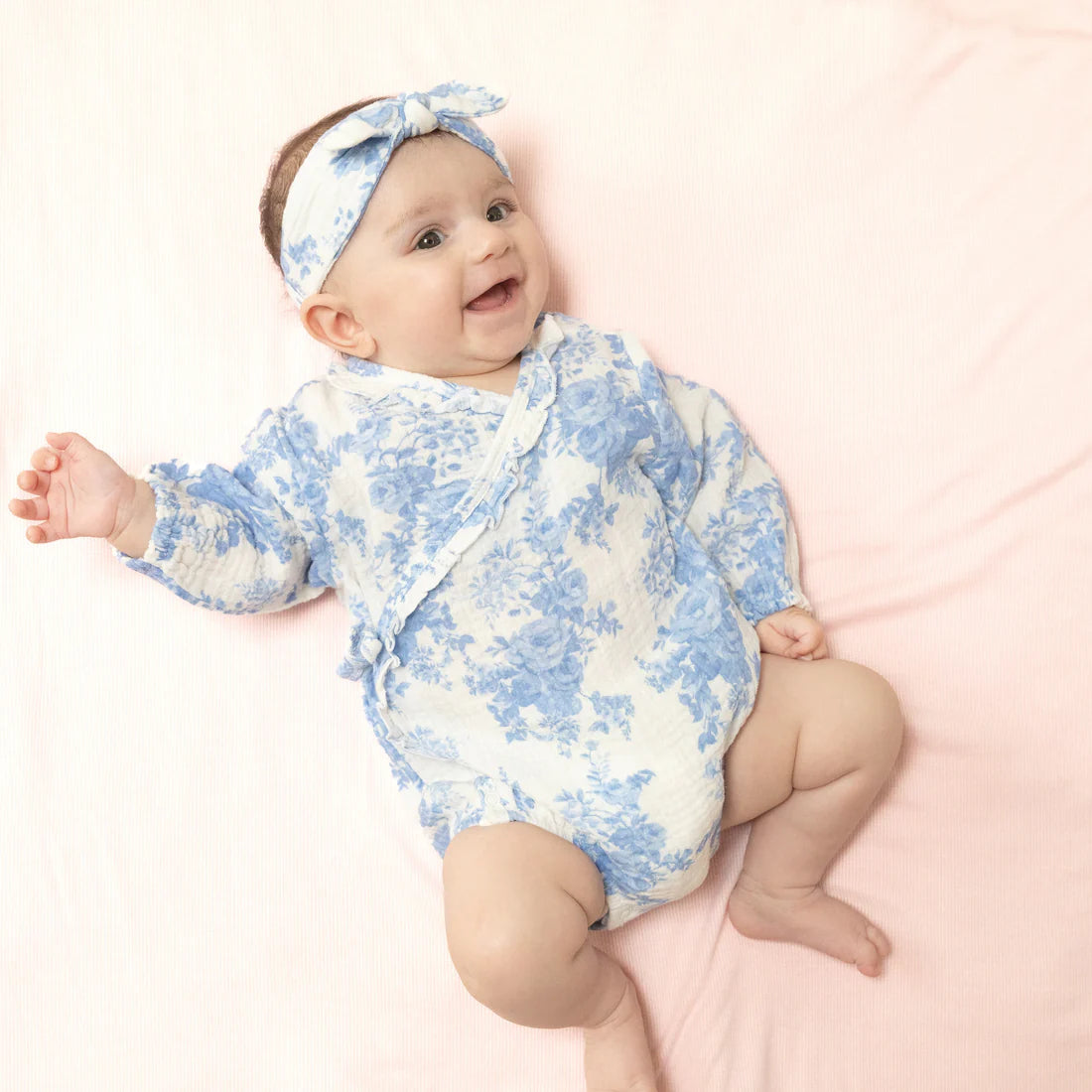 Long-Sleeve Kimono Bodysuit - Dream Cottage Floral