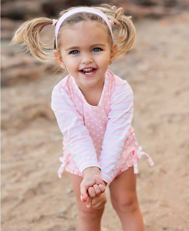 Rufflebutts Onepiece Swimsuit - Pink Polka Dot