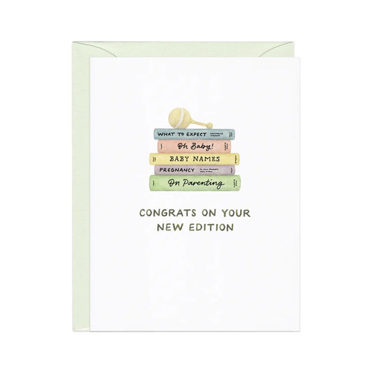 new edition — book pun card