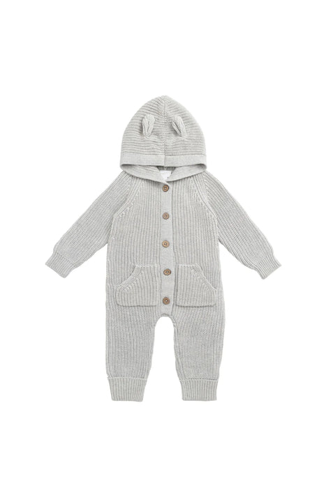 bear knit onepiece - light grey marle
