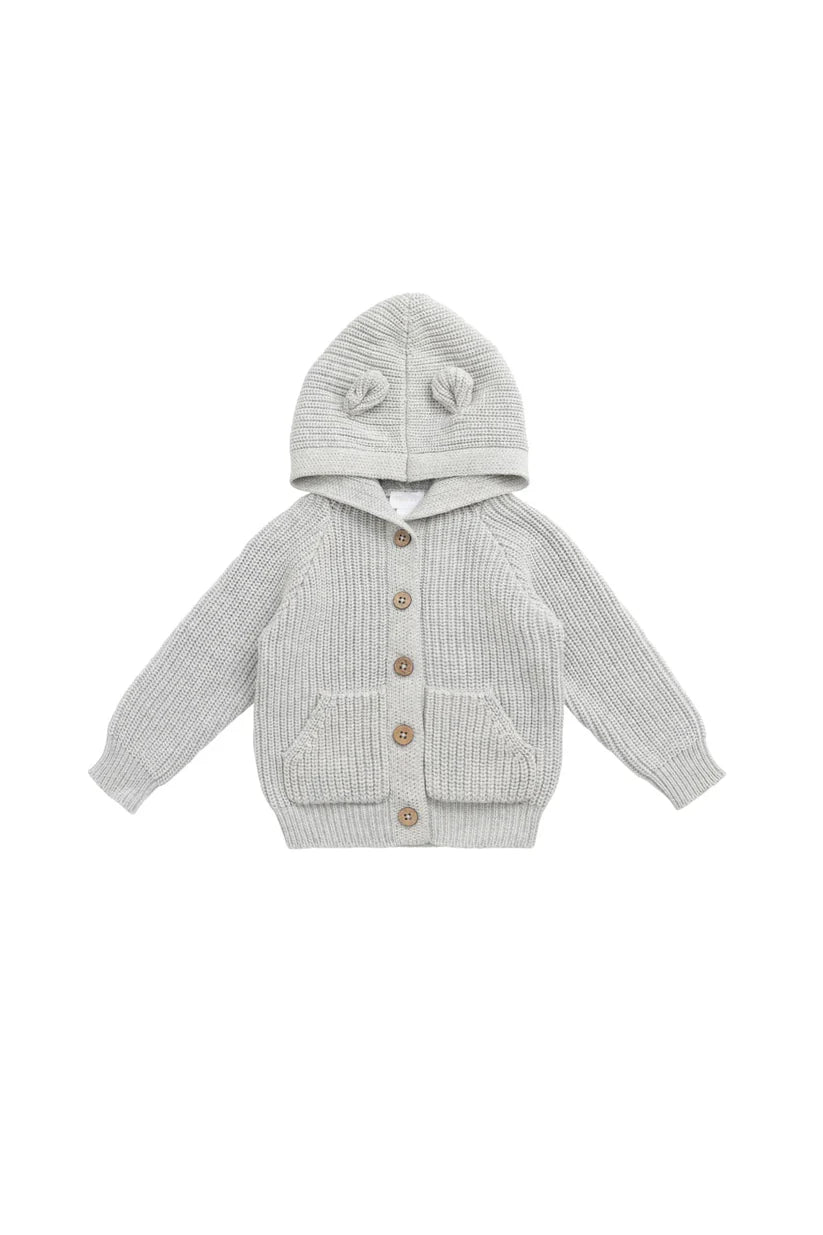 Knit Bear Sweater - Light Grey Marle