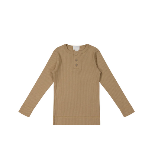 Long-Sleeve Henley - Honeycomb
