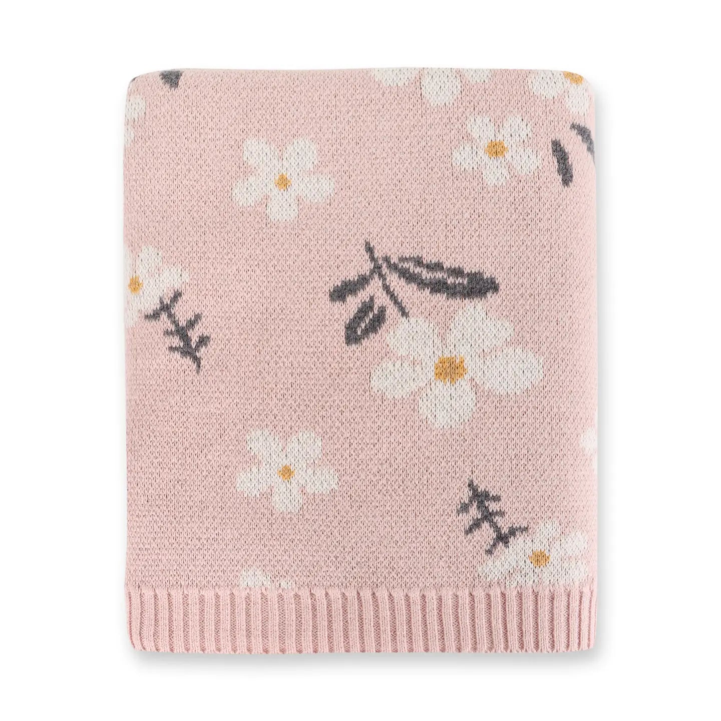 jacquard knitted baby blanket - daisy floral