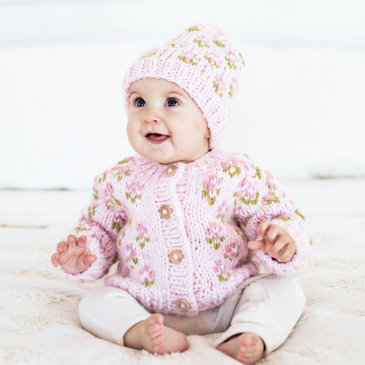 Knit Beanie - Bitty Blooms Blush