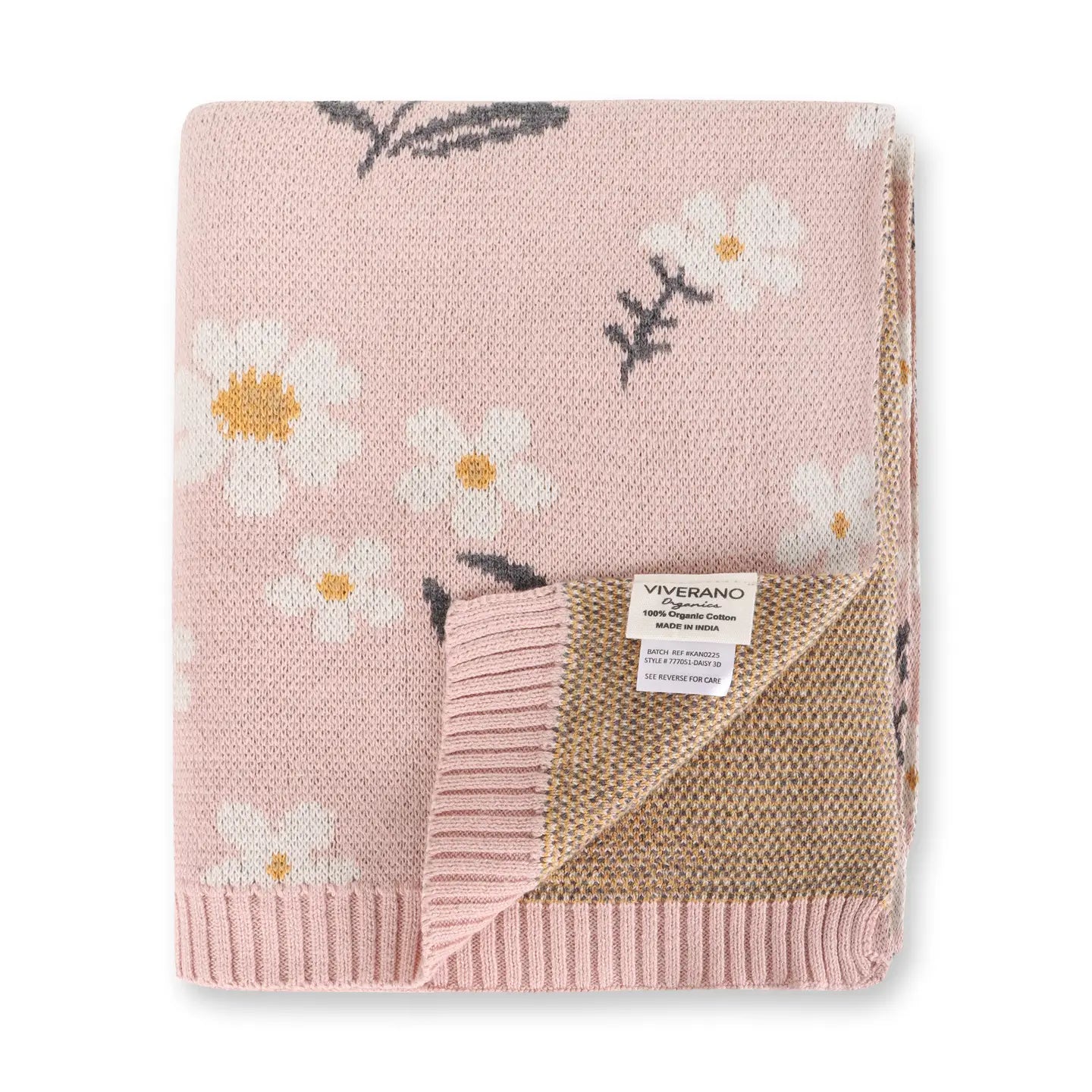 jacquard knitted baby blanket - daisy floral