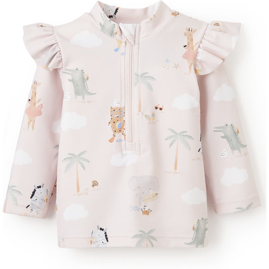 pink seaside safari rash guard