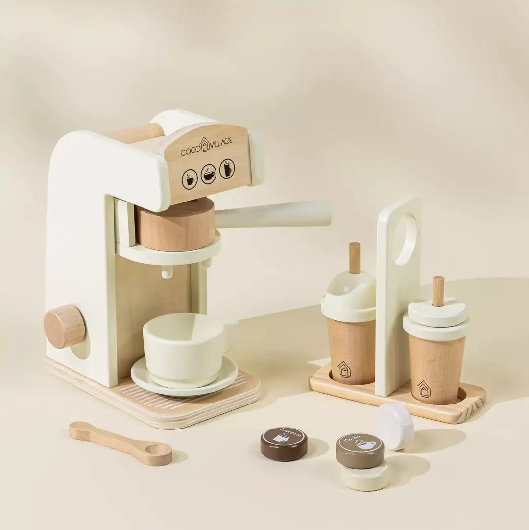 wooden coffee maker set
