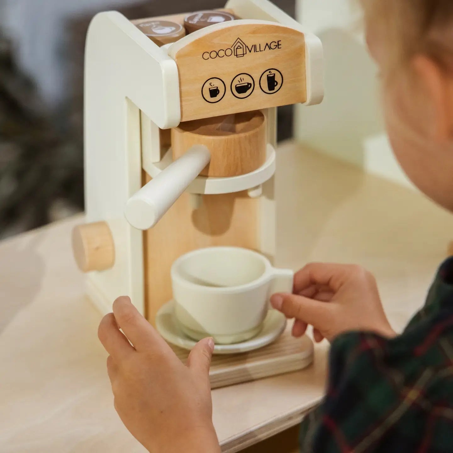 wooden coffee maker set