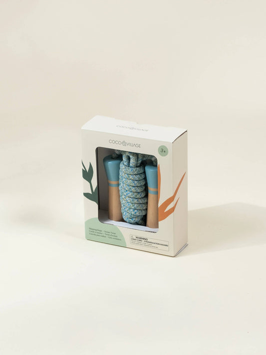 wooden handle skipping rope - ocean twist
