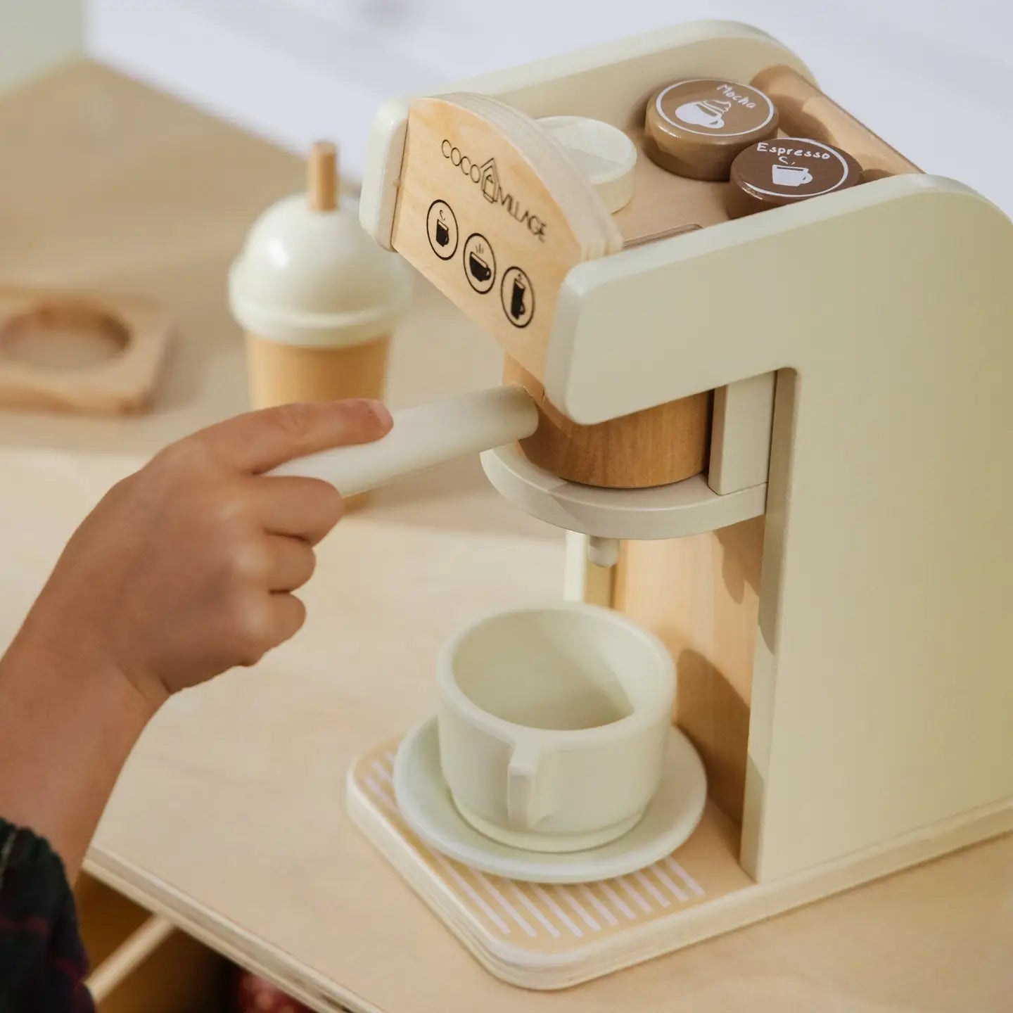 wooden coffee maker set