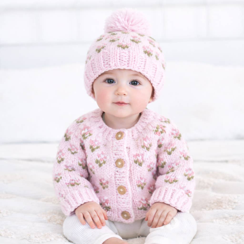 Knit Cardigan - Bitty Blooms Blush