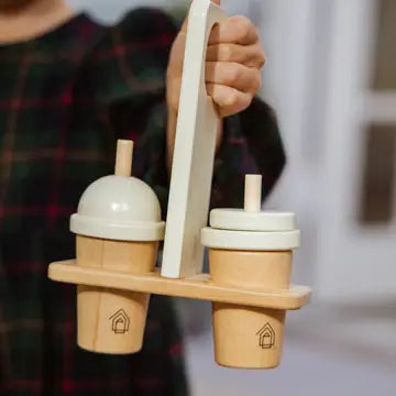 wooden coffee maker set