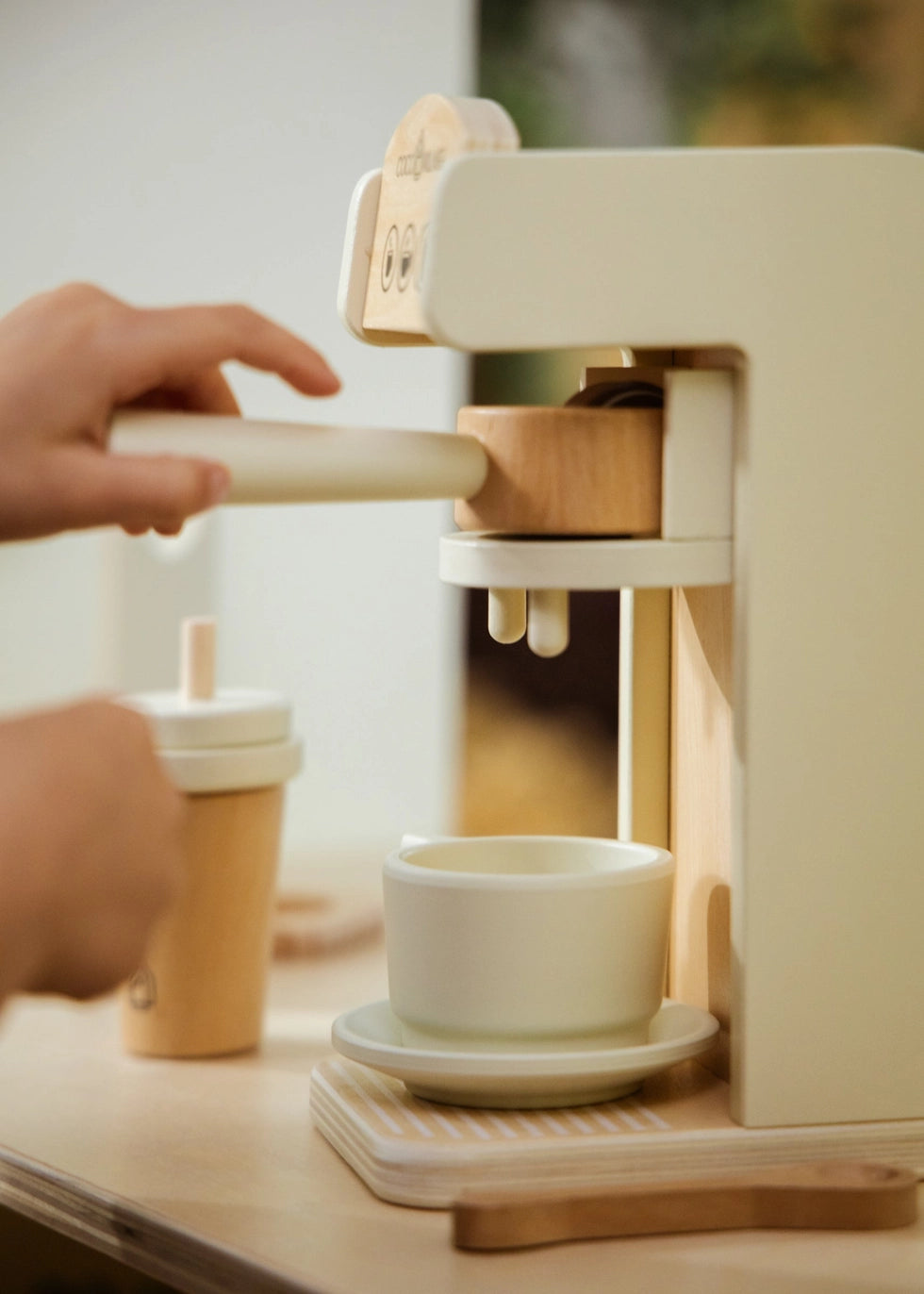 wooden coffee maker set