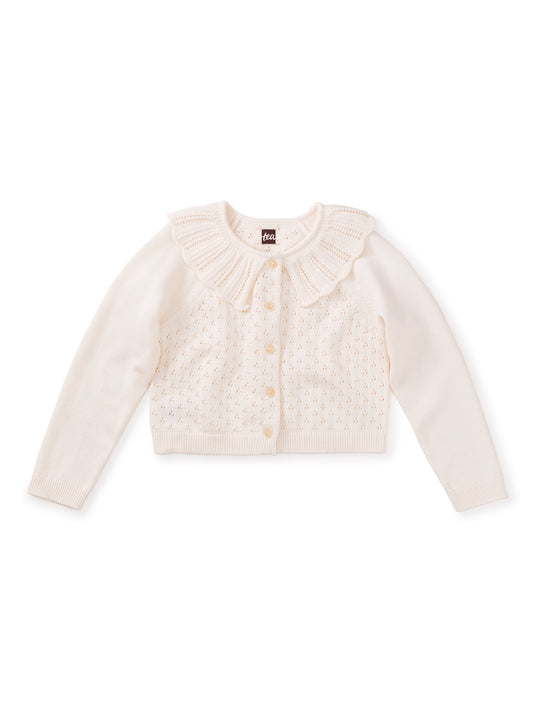 collared pointelle cardigan