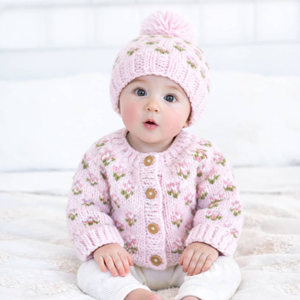 Knit Cardigan - Bitty Blooms Blush