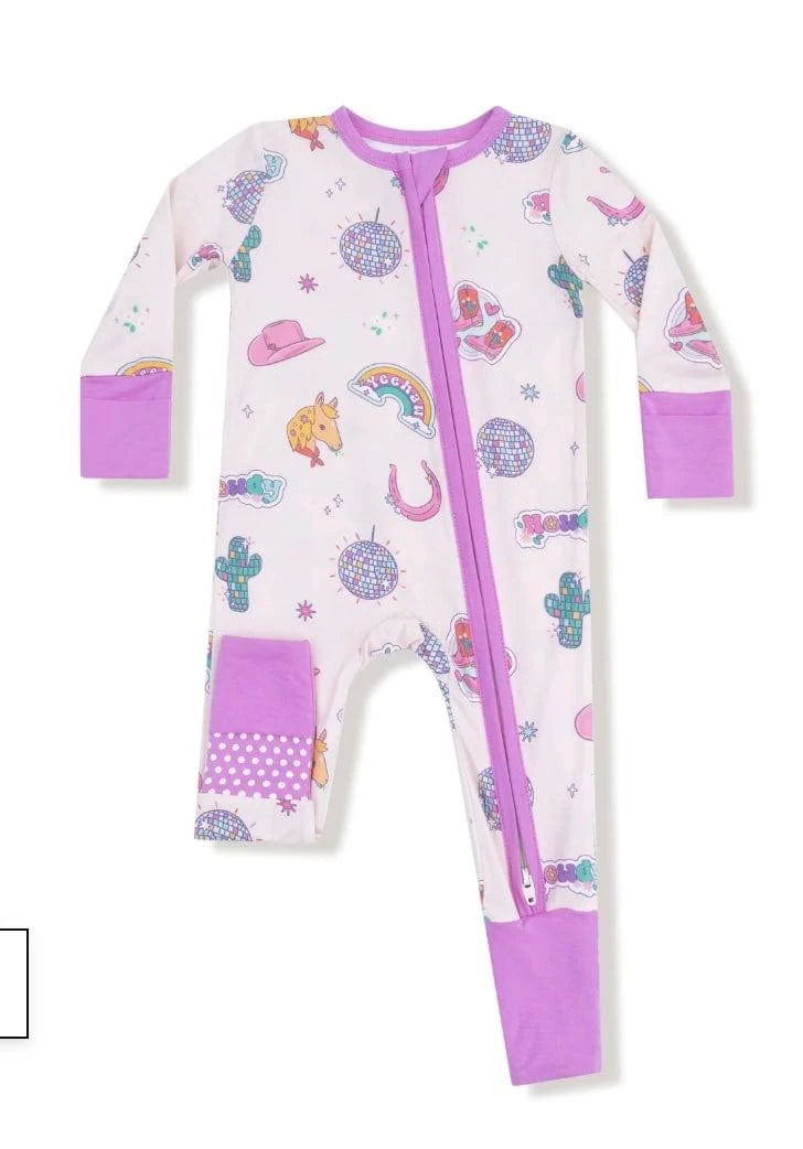 2 Way Zipper Romper - Disco Cowgirl