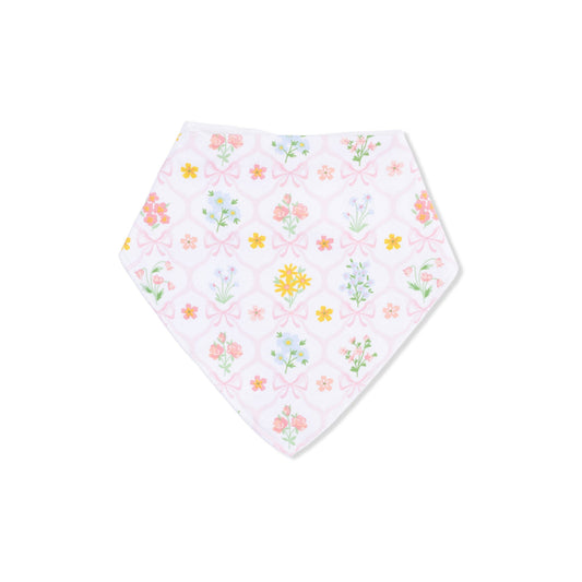Bandana Bib - Spring Blooms Bow Trellis