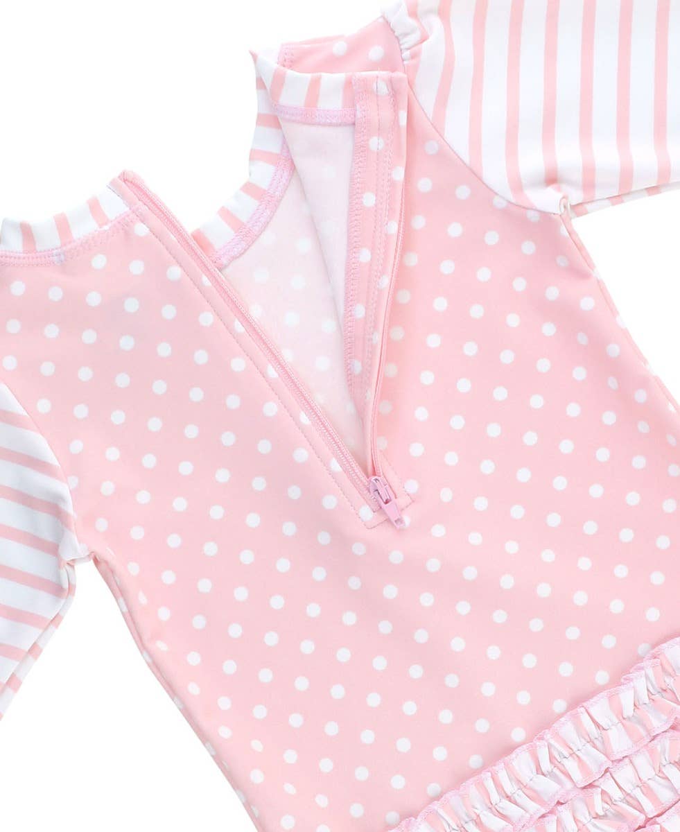 Rufflebutts Onepiece Swimsuit - Pink Polka Dot