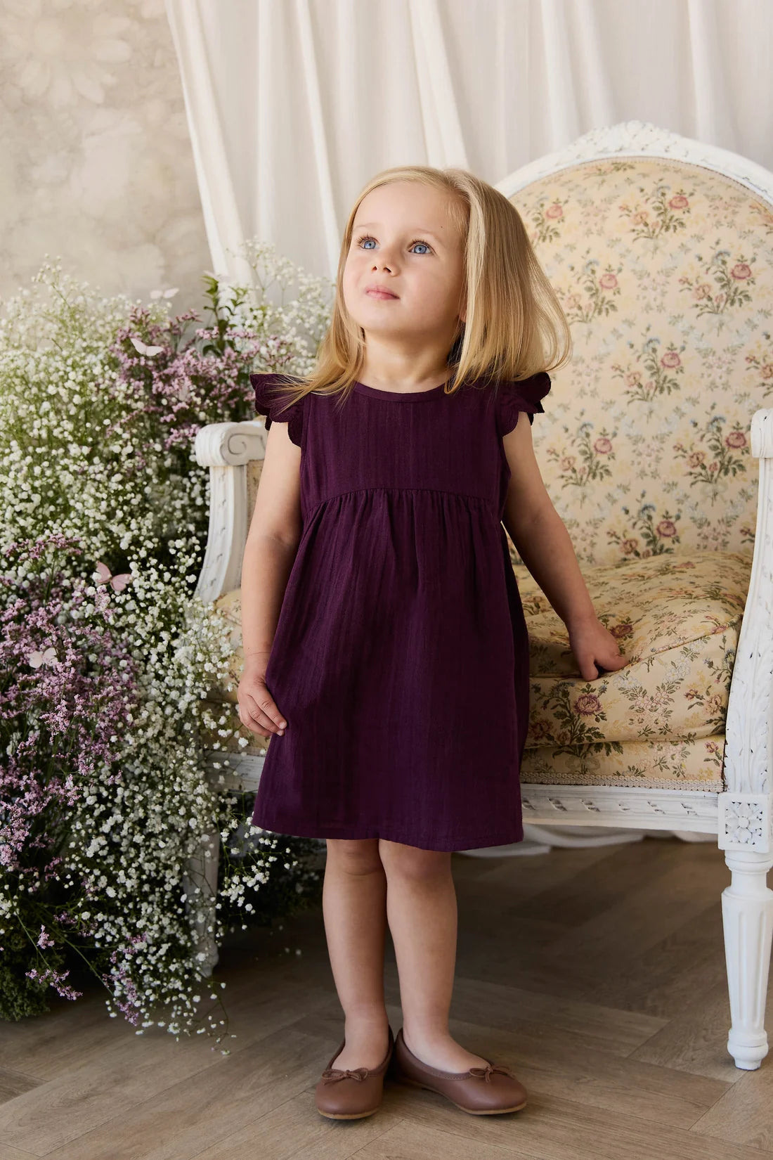 Muslin Lace Dress - Fig