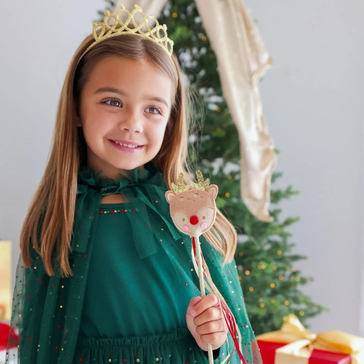 Emerald Rhinestone Christmas Dress-Up Cape
