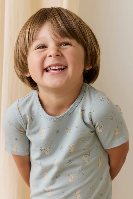 Halston Short-Sleeve Pajama Set - Lapin Jardin Blue